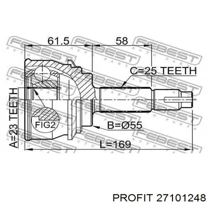 2710-1248 Profit junta homocinética exterior delantera