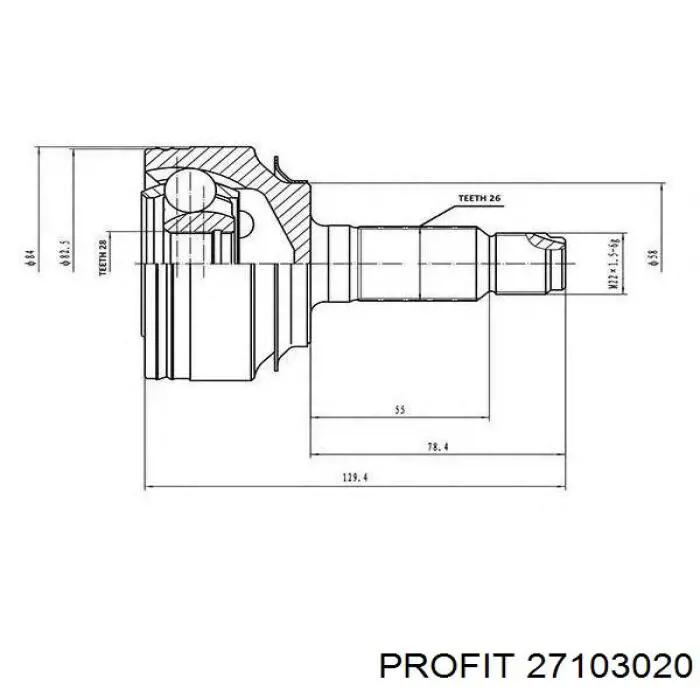 Junta homocinética exterior delantera Profit 27103020 precio, desde 26,97 EUR