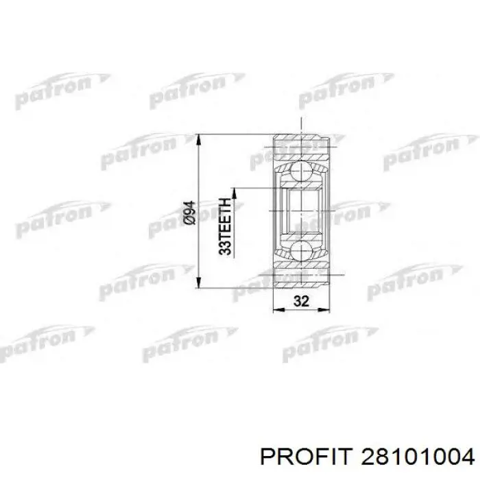 Junta homocinética interna delantera 28101004 Profit