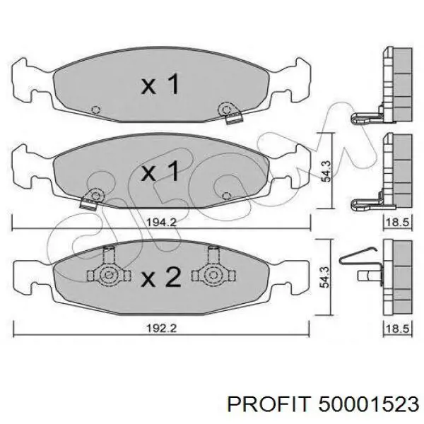 5000-1523 Profit pastillas de freno delanteras