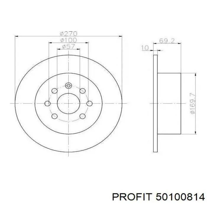 50100814 Profit disco de freno trasero