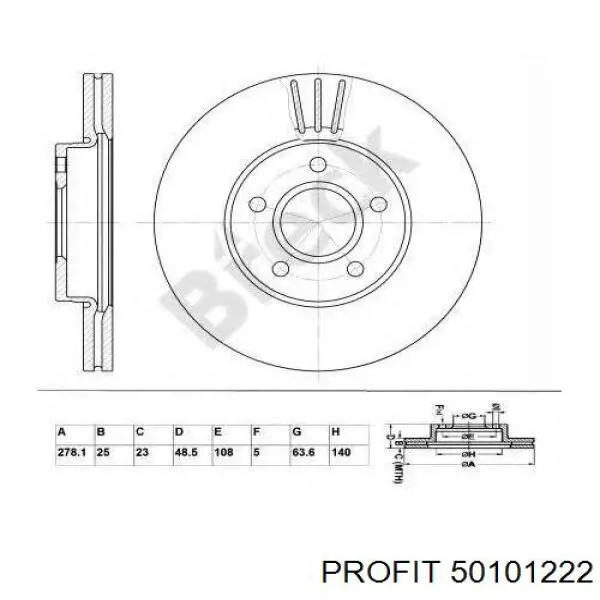 Comprar 50101222 Profit Freno de disco delantero