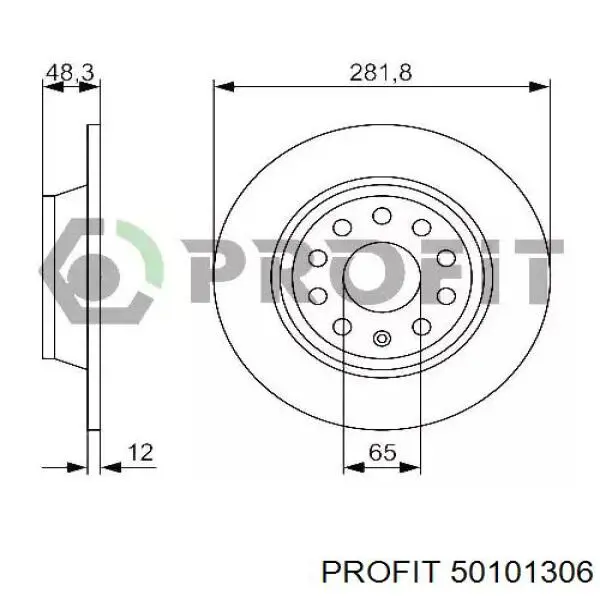 5010-1306 Profit disco de freno trasero