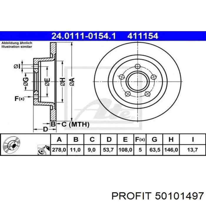 5010-1497 Profit disco de freno trasero