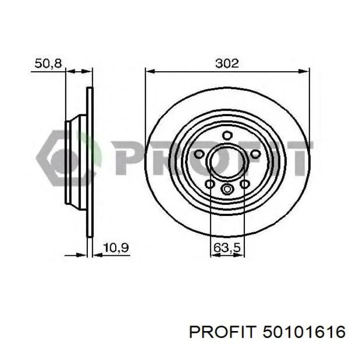 50101616 Profit disco de freno trasero