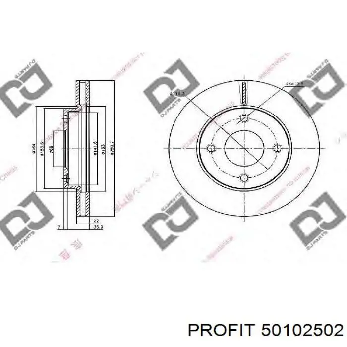 5010-2502 Profit freno de disco delantero