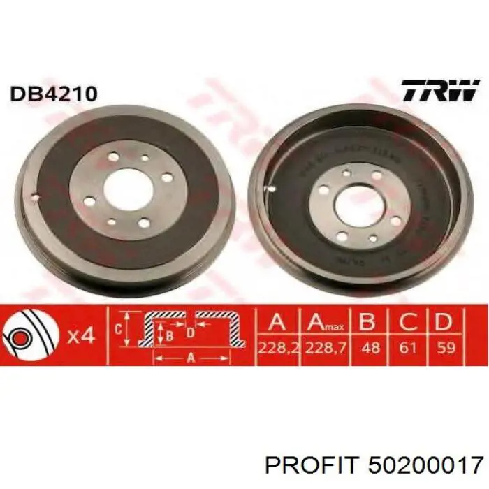 5020-0017 Profit freno de tambor trasero