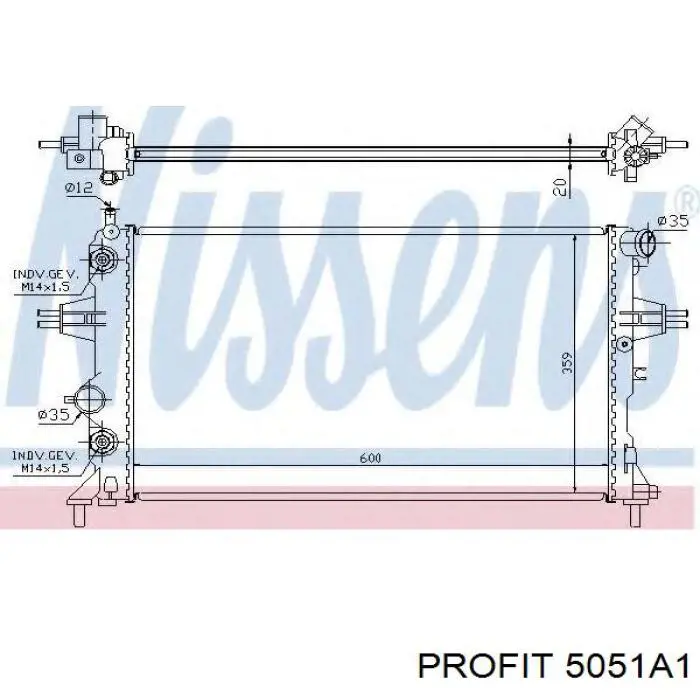 5051A1 Profit radiador refrigeración del motor