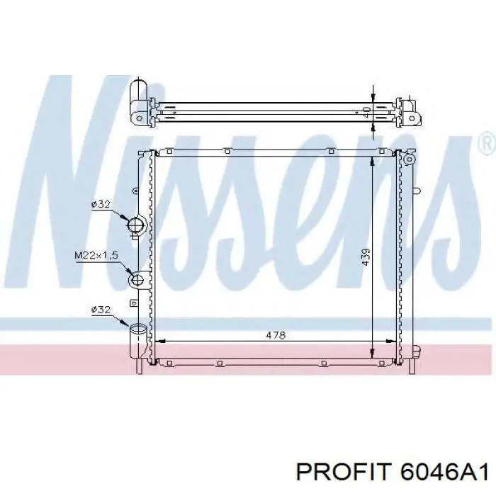 6046A1 Profit radiador refrigeración del motor
