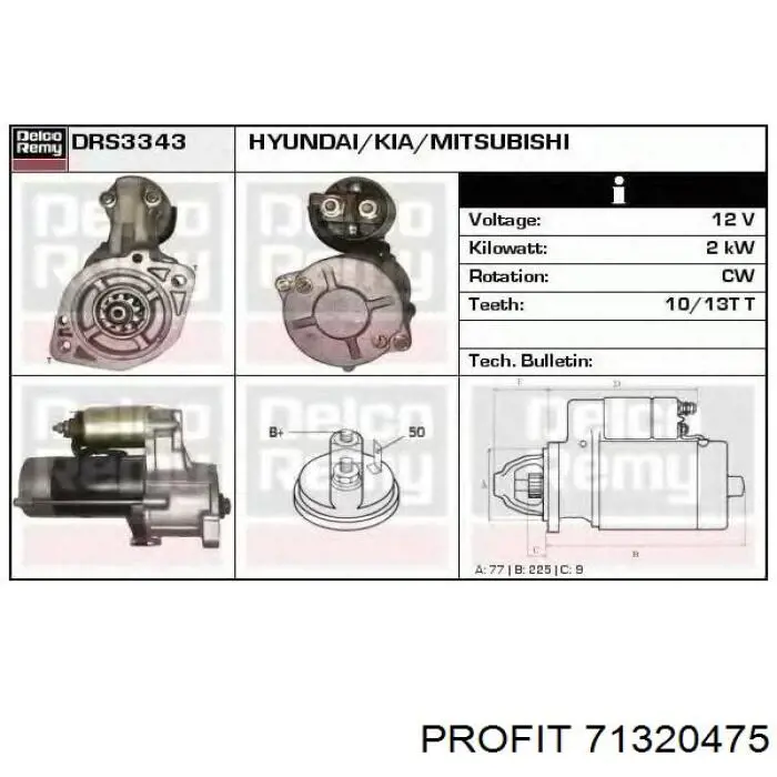 Portaescobillas motor de arranque 71320475 Profit