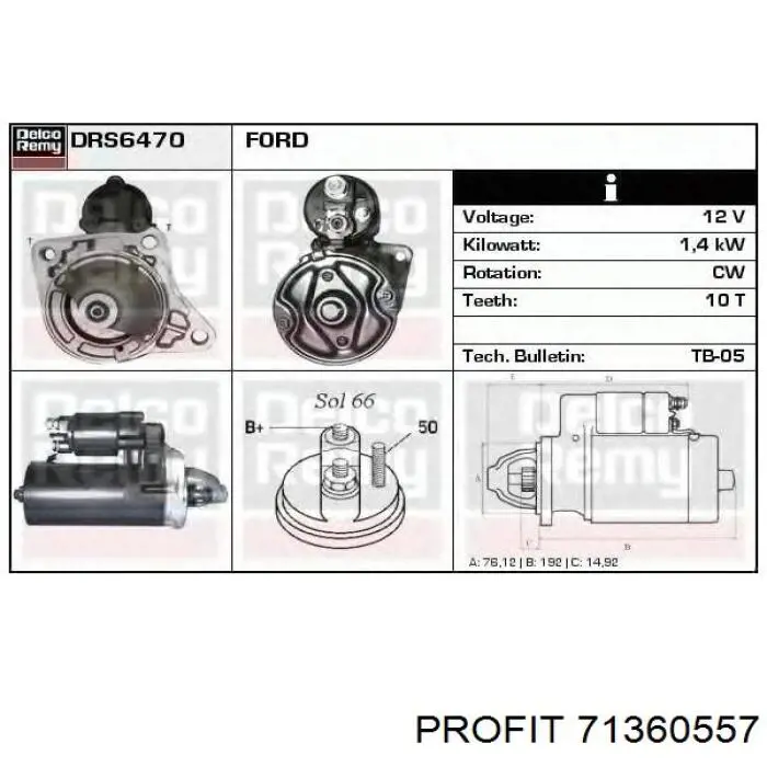 Comprar 71360557 Profit Portaescobillas motor de arranque