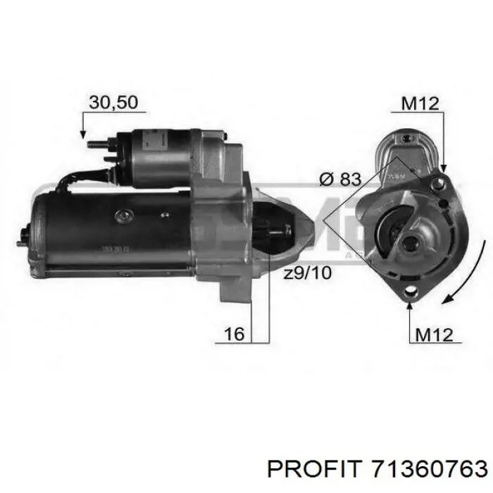 Portaescobillas motor de arranque 71360763 Profit