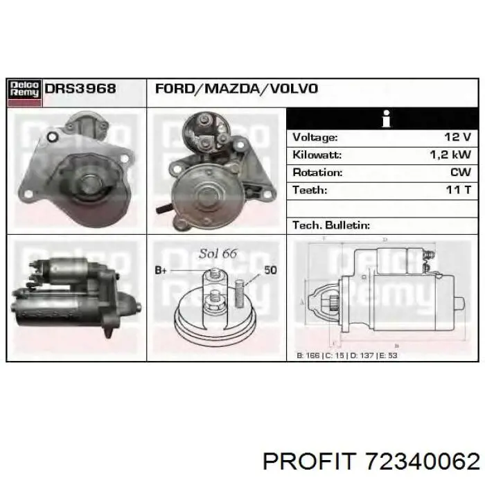 Portaescobillas motor de arranque 72340062 Profit