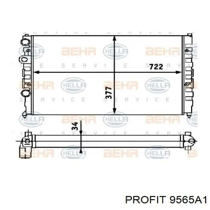 9565A1 Profit radiador refrigeración del motor