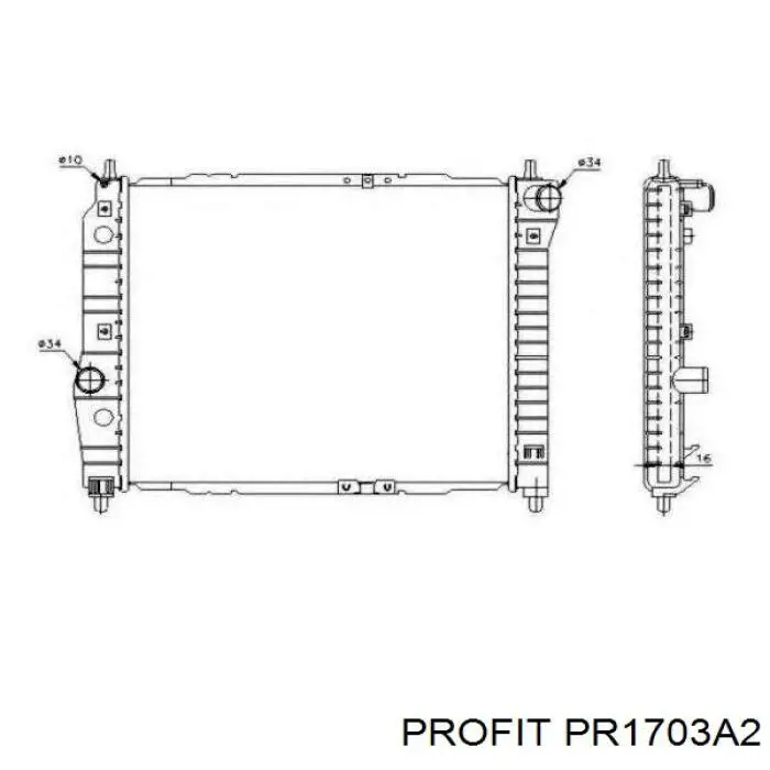 PR 1703A2 Profit radiador refrigeración del motor