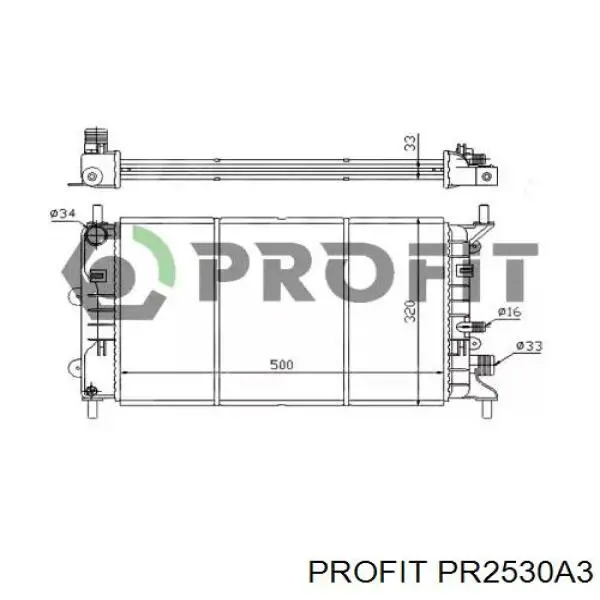 PR 2530A3 Profit radiador refrigeración del motor