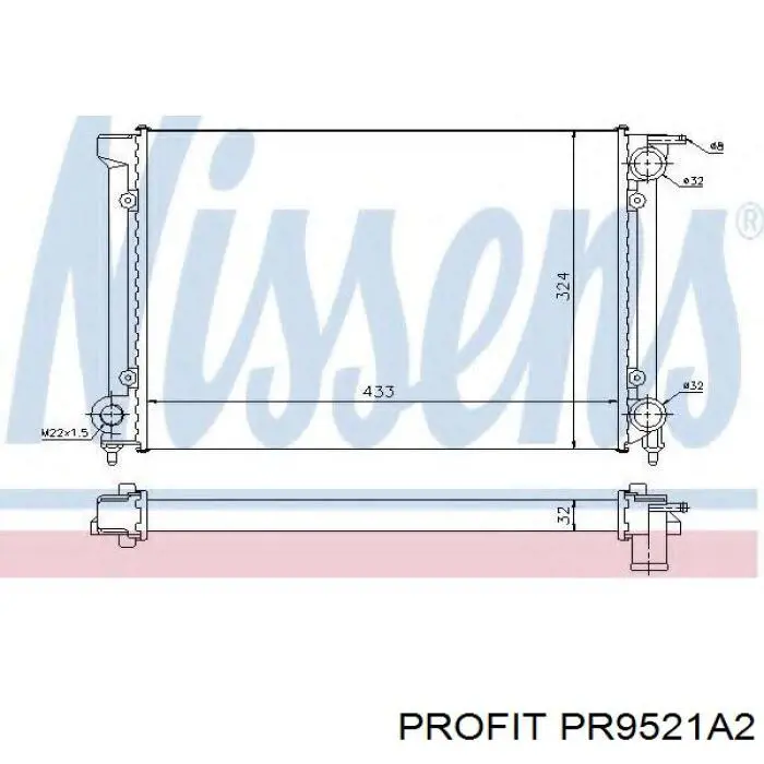 PR 9521A2 Profit radiador refrigeración del motor