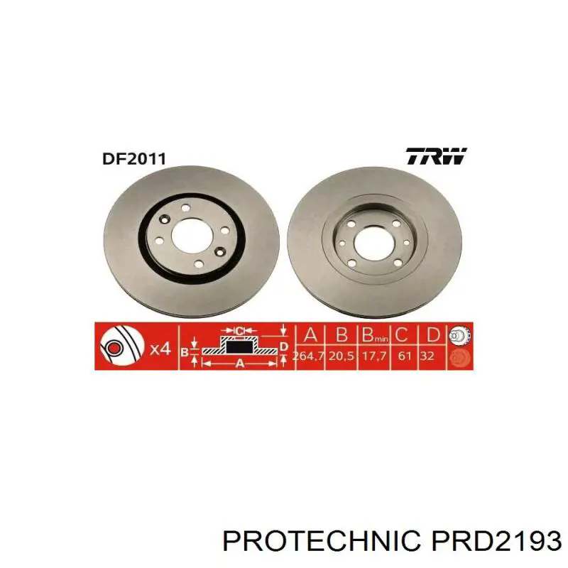 PRD2193 Protechnic freno de disco delantero