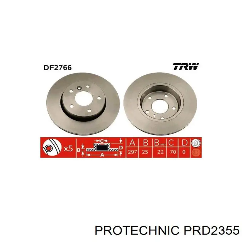 PRD2355 Protechnic disco de freno delantero