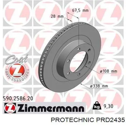 PRD2435 Protechnic freno de disco delantero