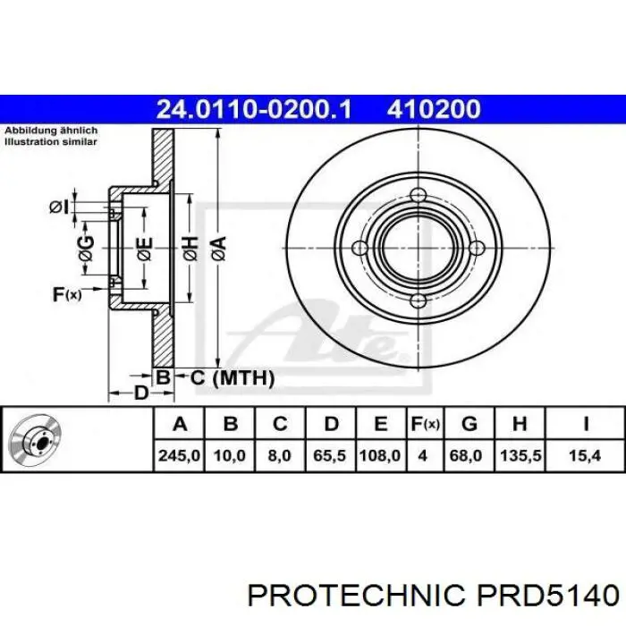 PRD5140 Protechnic disco de freno trasero