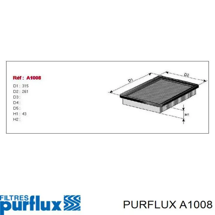 A1008 Purflux Filtro de aire de motor