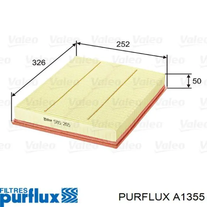 A1355 Purflux Filtro de aire de motor