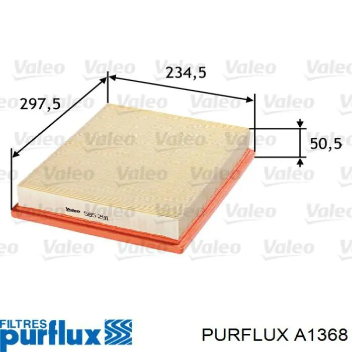 A1368 Purflux Filtro de aire de motor