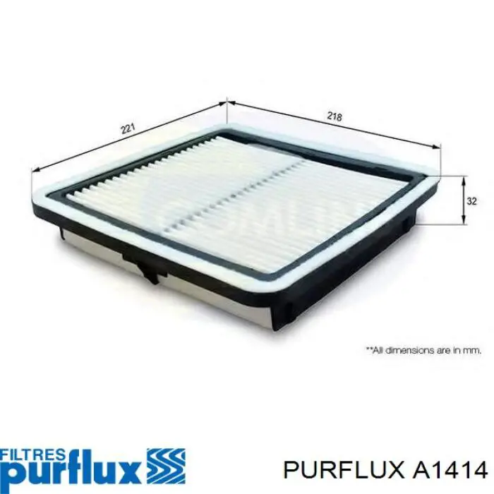 A1414 Purflux Filtro de aire de motor
