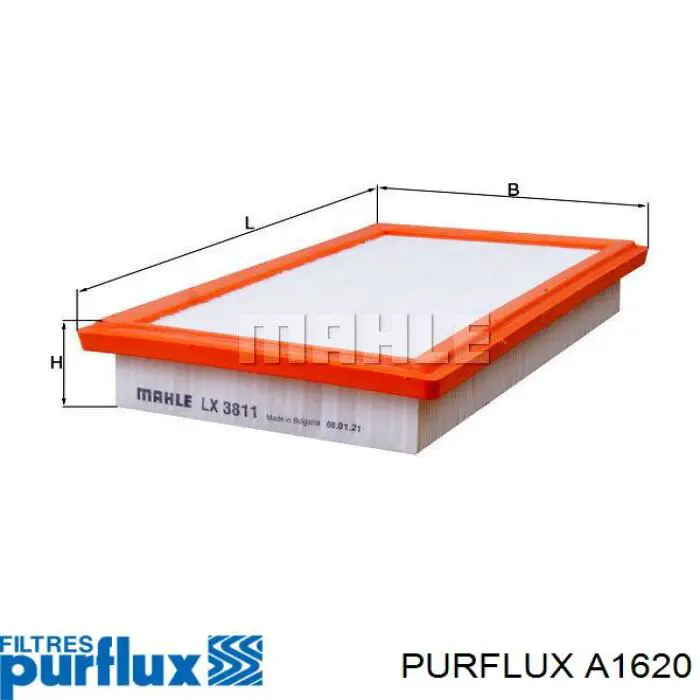 A1620 Purflux Filtro de aire de motor