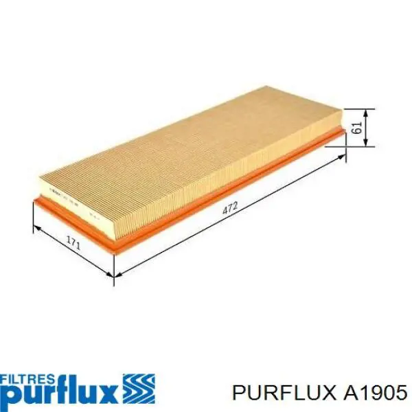 A1905 Purflux Filtro de aire de motor