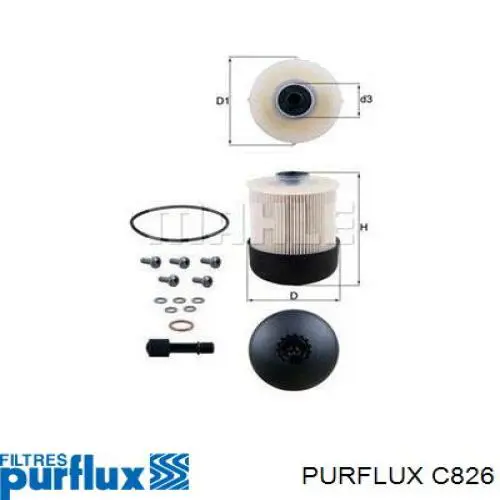Filtro de combustible C826 Purflux