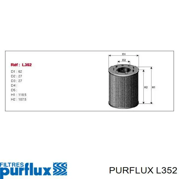 L352 Purflux Filtro aceite
