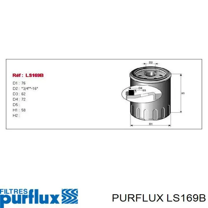 Filtro de aceite LS169B Purflux