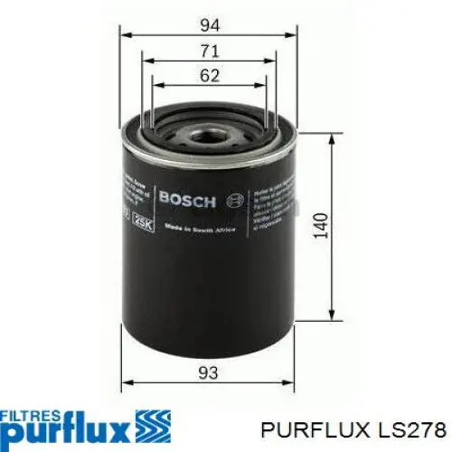 LS278 Purflux filtro de aceite