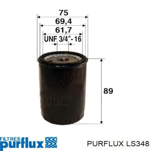 LS348 Purflux Filtro aceite