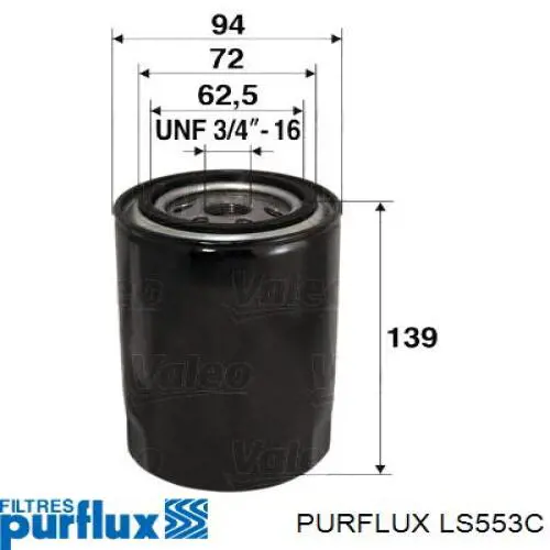 LS553C Purflux Filtro aceite