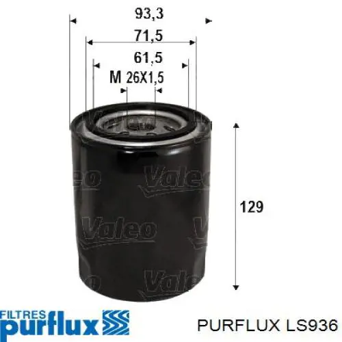 Filtro de aceite LS936 Purflux