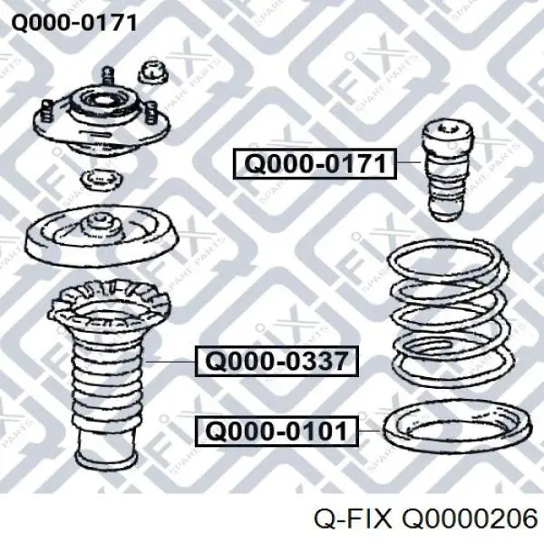 Q0000206 Q-fix almohadilla de tope, suspensión delantera