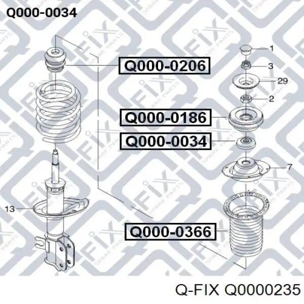Rodamiento de soporte del amortiguador delantero Q-fix Q0000235 precio, desde 3,29 EUR