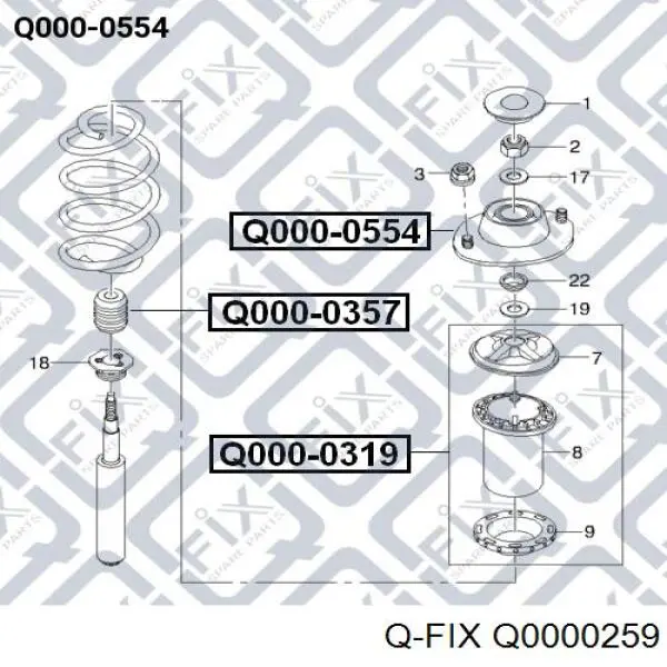 Q0000259 Q-fix rodamiento amortiguador delantero