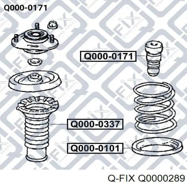 Q000-0289 Q-fix almohadilla de tope, suspensión trasera