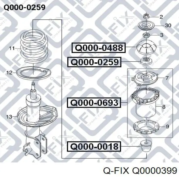 Q0000399 Q-fix rodamiento amortiguador delantero