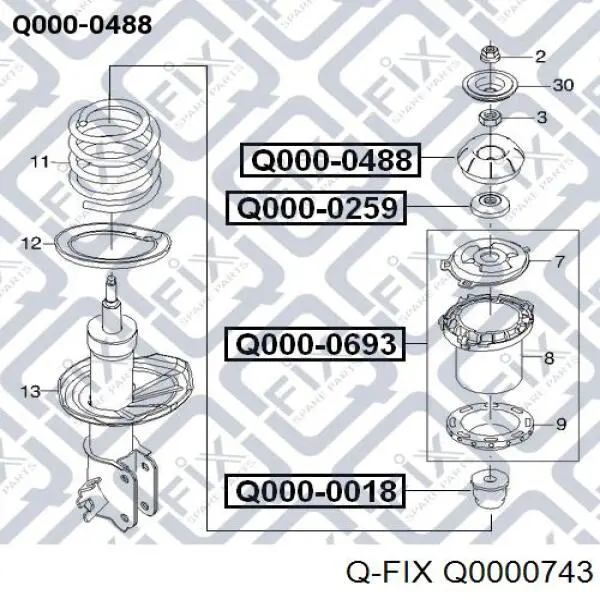 Q000-0743 Q-fix soporte amortiguador delantero