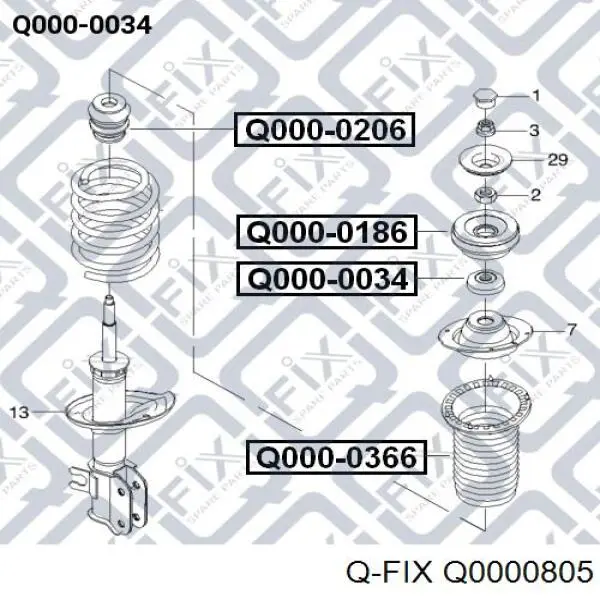 Q0000805 Q-fix rodamiento amortiguador delantero