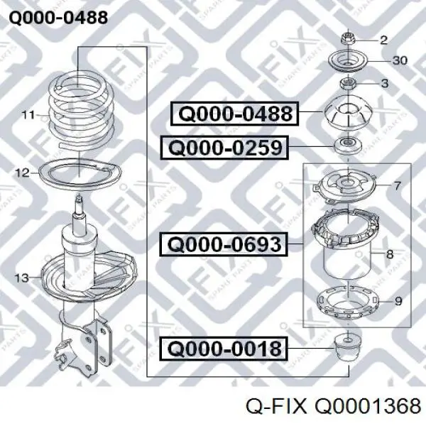 Q000-1368 Q-fix soporte amortiguador delantero