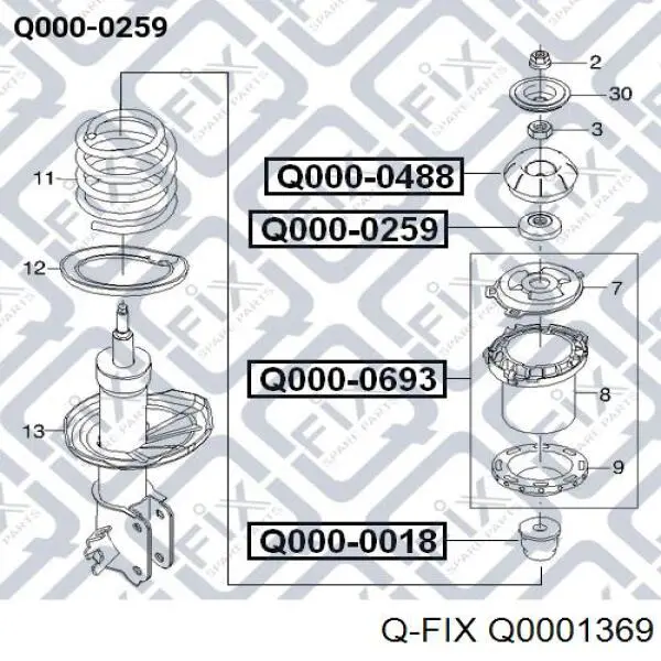 Q0001369 Q-fix rodamiento amortiguador delantero