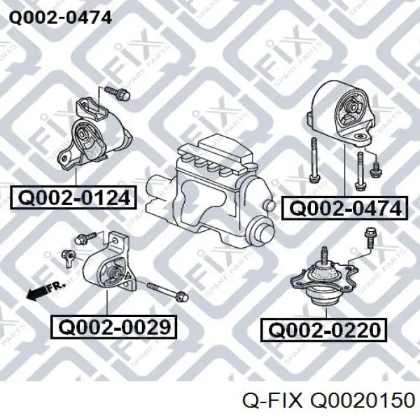 Q002-0150 Q-fix soporte, motor izquierdo, trasero