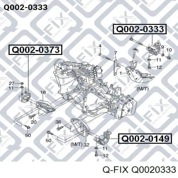 Q002-0333 Q-fix soporte de motor trasero