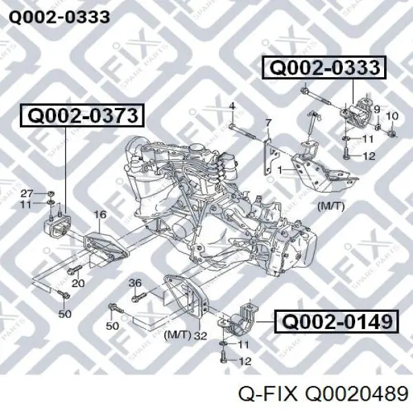 Soporte de motor derecho Q0020489 Q-fix